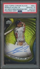 2022 Chrome Black Ronald Acuna Jr. Gold Mini Diamond Auto #41/50 PSA 10 Auto 9