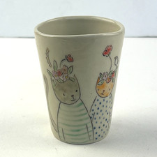 Carole Epp Studio Pottery Tumbler Cup Kitty C...