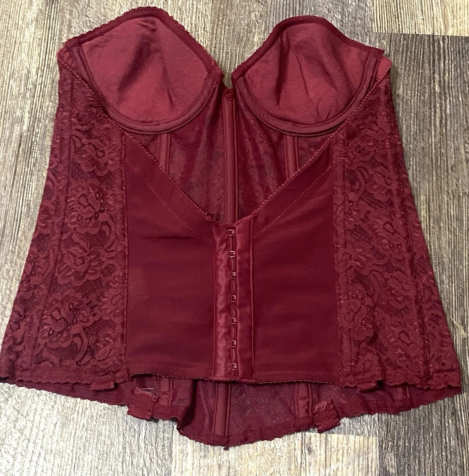 Vintage Lady Marlene Lace Bustier Corset Top 32A Red Whimsy Goth Lingerie - Image 2 of 4
