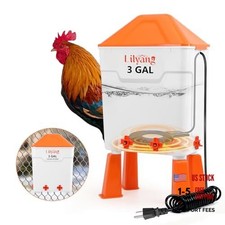 Heated Chicken Waterer 3 Gallon, 250W Chicken Water Heater with Thermostat