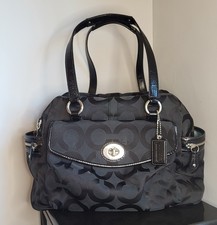 Coach Black Signature Sateen Diaper Bag With Pad Tote Bag Large A0969-13629 EUC