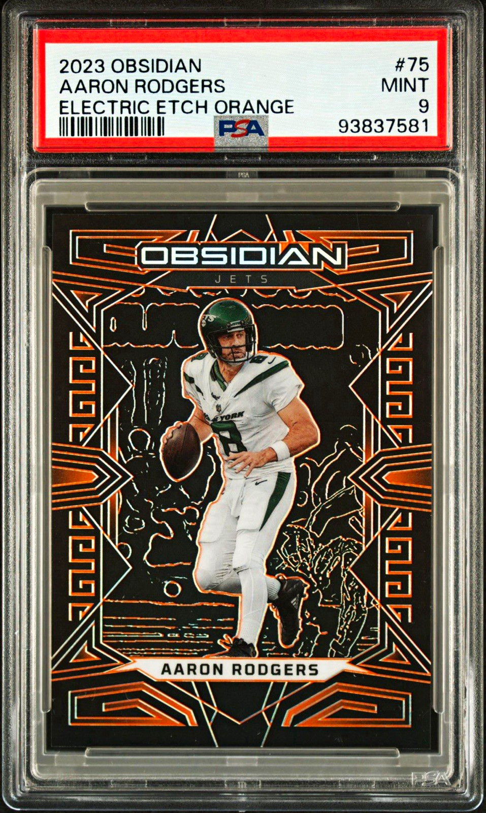 2023 Panini Obsidian #75 Aaron Rodgers Electric Etch Orange /49 PSA 9 HoF LEGEND
