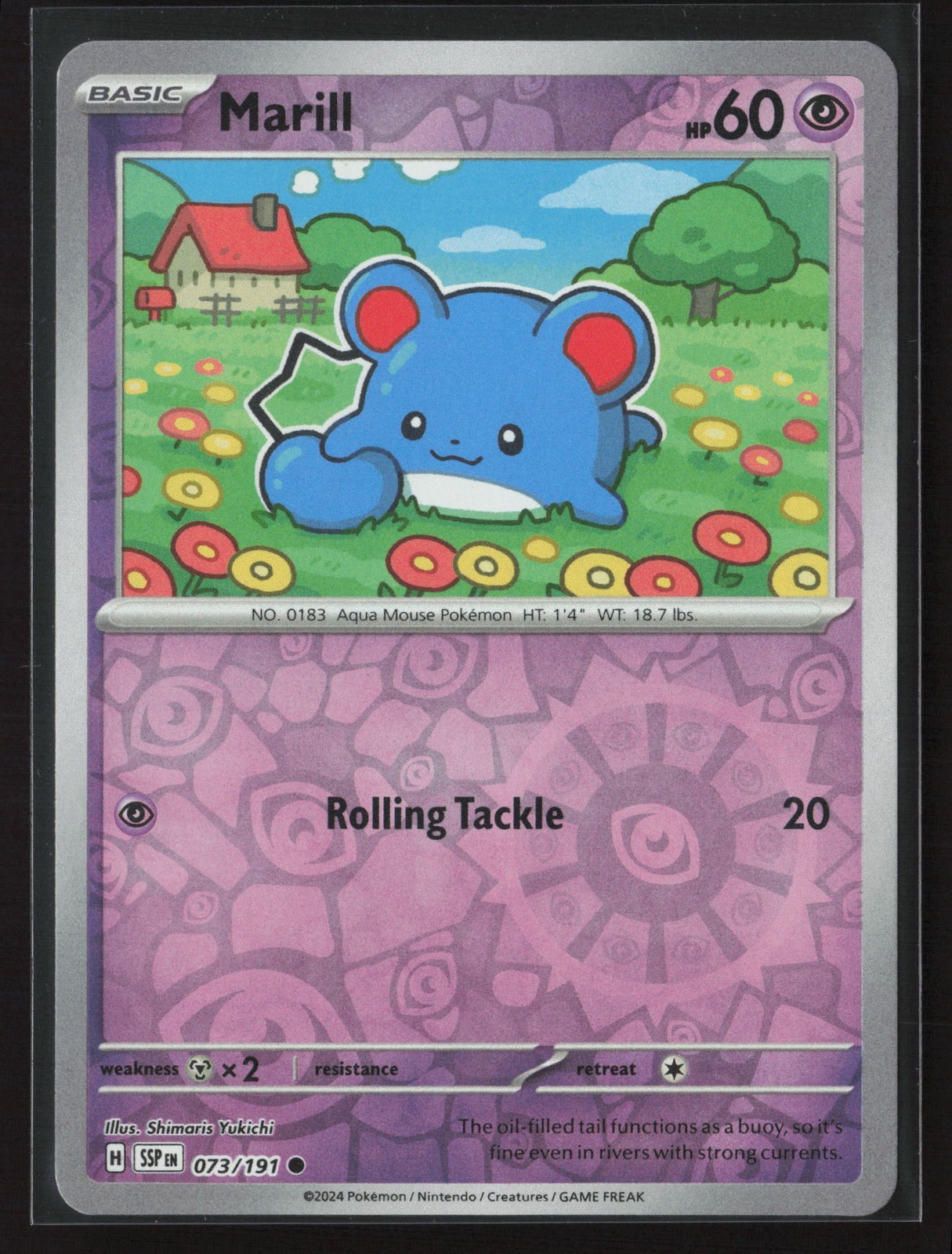 Marill Common SV08: Surging Sparks 073/191 NM Pokemon Card Reverse Holo
