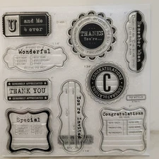 Close to my Heart My Acrylix SENTIMENT FRAMES TAGS Clear Cling Stamps Set of 9