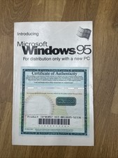 Microsoft Windows 95 Certificate of Authenticity  NO CD OR SOFTWARE BOOK ONLY