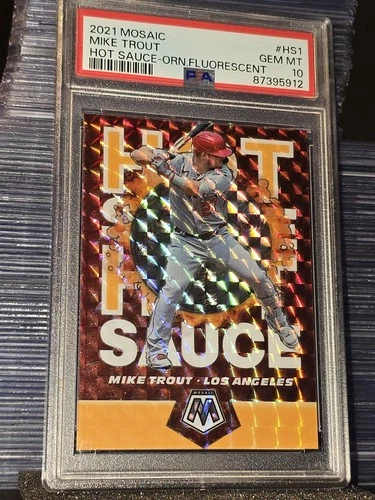 2021 Mosaic Hot Sauce Mike Trout orange fluorescent prizm #35/99 PSA 10 ANGELS!