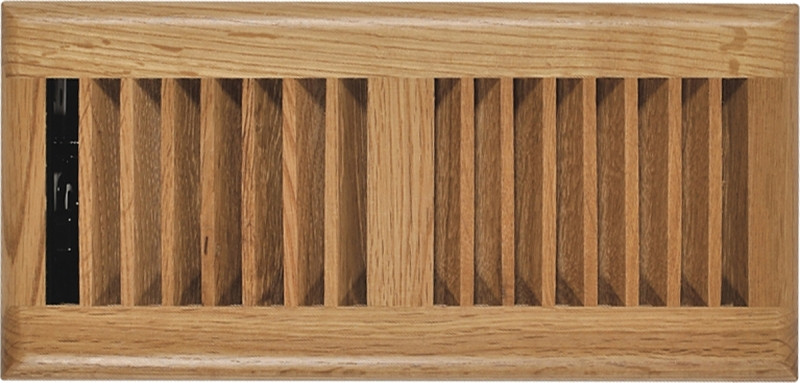 Floor Register, Oak Louvered Hardwood, 4 x 10-In.