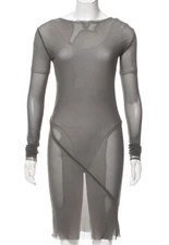 RICK OWENS LILIES Long Sleeve Sheer Gray Mesh Dress Or Tunic Size S/M