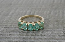 Gorgeous Ladies 9ct Yellow Gold Five Stone Natural Emerald Ring UK Size L 1/2