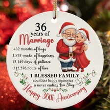 36 Years Of Marriage Ornament Happy 36th Anniversary Santa Claus Christmas Gift