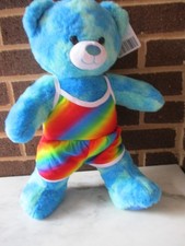 Build-A-Bear Tie Dye Bear 16" Plush Blues -Rainbow Romper