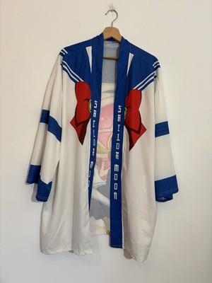 Sailor Moon weiß blau Kimono Cardigan Anime Cosplay Jacke Shirt Kleid 4XL