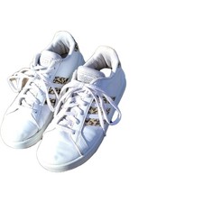 Kids Size 2 1/2 Adidas Lifestyle Grand Court White Cheetah Sneaker Tennis Shoe