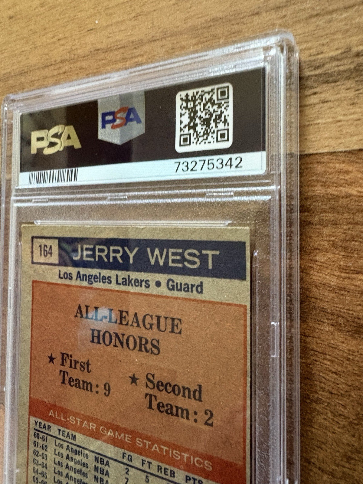 1972-73 All Star Jerry West, Wilt Chamberlain, VG-EX, PSA 4, Topps #164. view 9