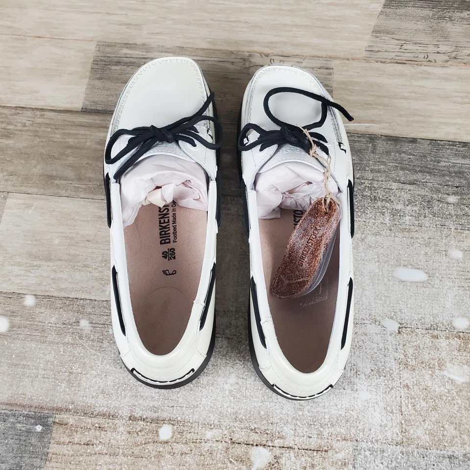 Birkenstock Tennessee Women Loafer Sz 9.5 White Patent Leather Lace Up Round Toe - Image 4 of 4