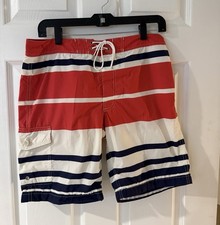J Crew Board Shorts Striped Beach Surf Athletic Water Swim Mens Size 30