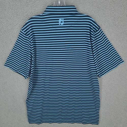 Footjoy Polo Shirt Mens Large Blue Striped Thousand Acres Golf Club - Picture 5 of 6