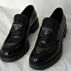 Vintage PRADA Women’s Black Leather Slip-On Loafer Flats US 8.5 — photo 1