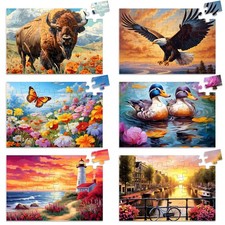 6 Pack 36 Piece Large Jigsaw Puzzle for Seniors Puzzles Dementia Alzheimer's ...
