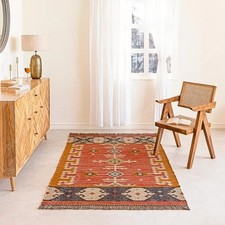 Tappeto Kilim Lana Iuta Tradizionale Aspetto Rustico Tappeto Fatto a Mano per Soggiorno