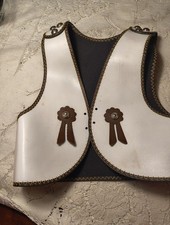 Vintage 1950s Child's Cowboy Western Pretend Play Costume Vest White Brown