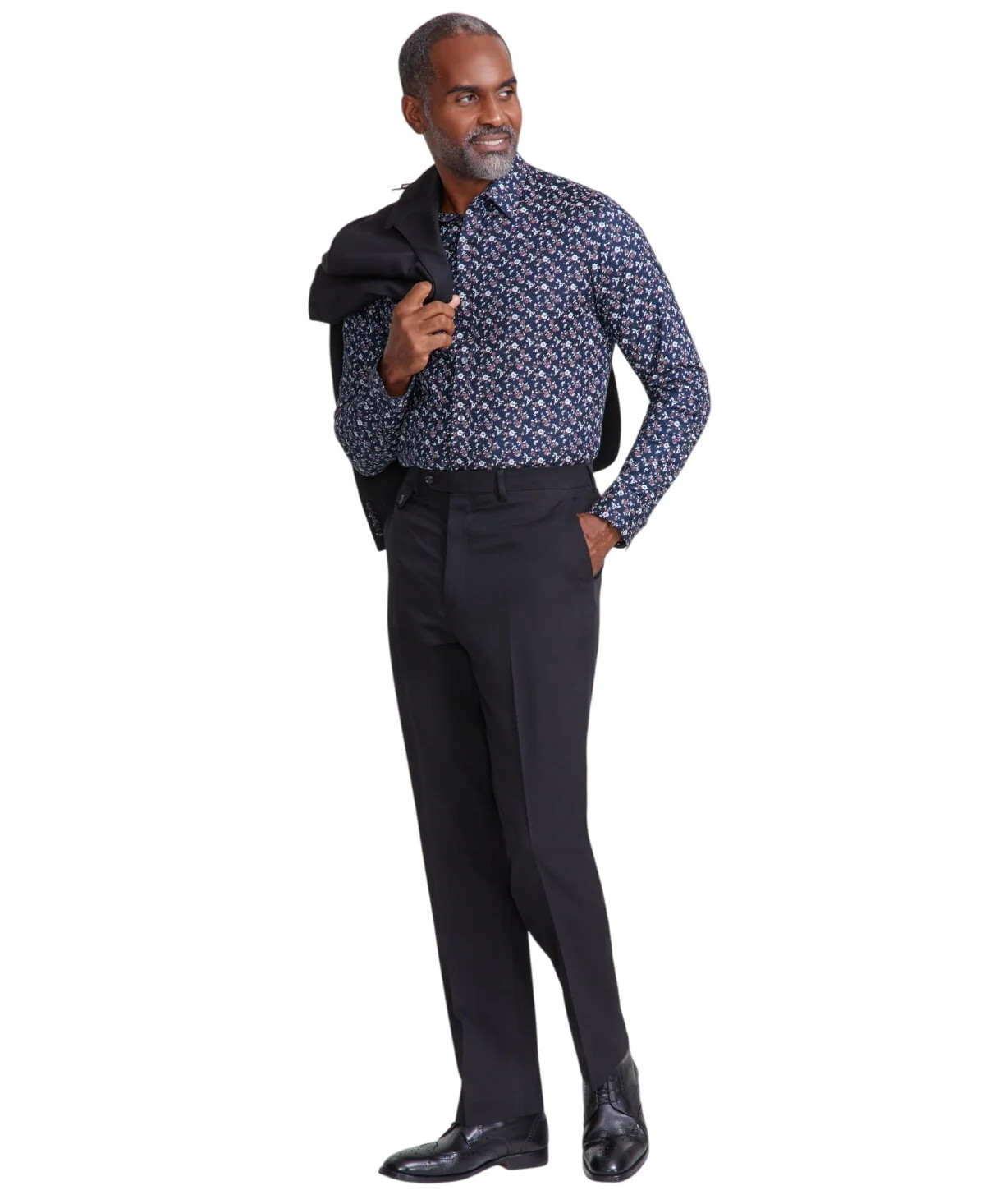 Tayion Mens Classic fit Dress Pants 36 30 Black Solid Stretch 8890₽
