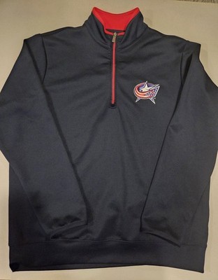 Men's Columbus Blue Jackets - Antigua -  Navy/Red - Quarter-Zip Pullover