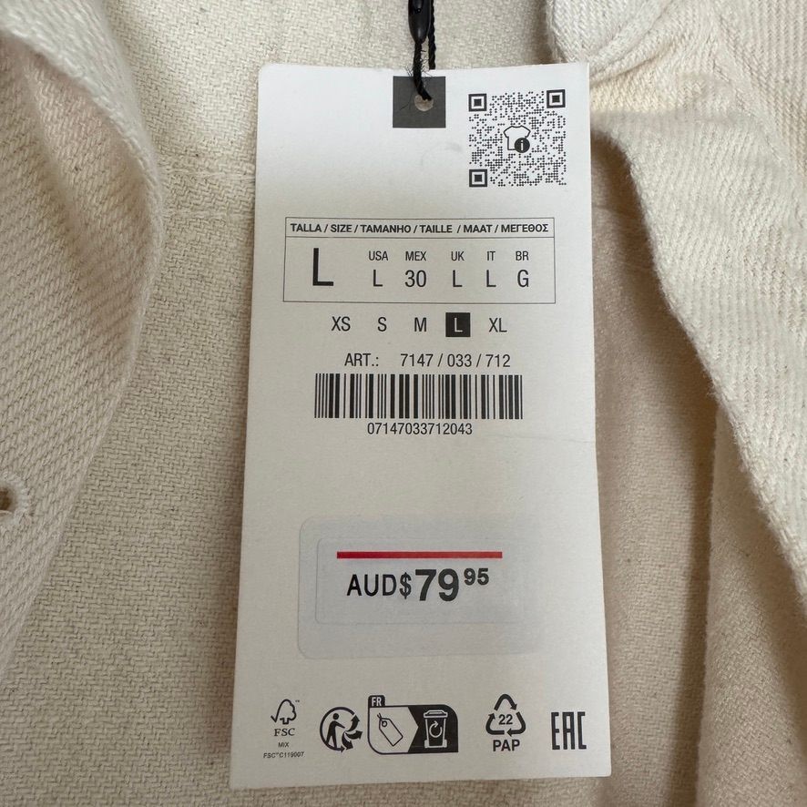 Zara Womens Romper Jumpsuit Size L Cream Denim Utility Playsuit NWT thumbnail 2