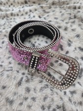 Pink Belt Bling Crystal Rhinestone Like Rodeo Sz XL Western Cowgirl Boho Concert