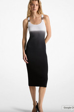 Michael Kors Ombré Ribbed Stretch Viscose Dress in BLACK.- SMALL