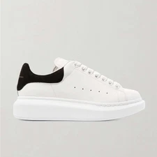 Alexander McQueen white black Suede-trim leather exaggerated-sole sneakers 37.5