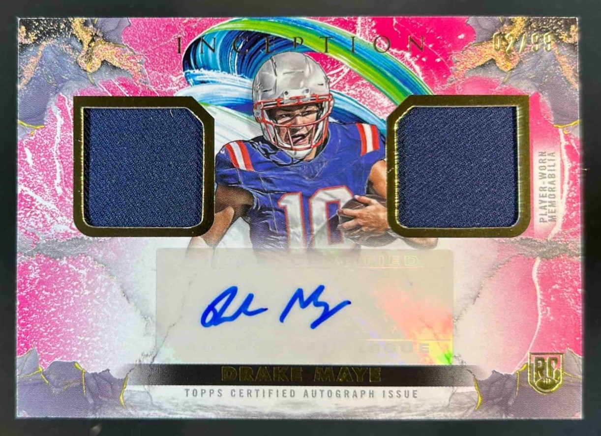 2024 Topps Inception Drake Maye Franchise Foundation Jersey Auto Magenta RC #/99