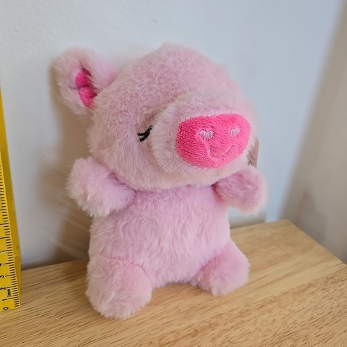 7 Zoll kleines rosa Schwein Plüschtier übrigens zum Feiern NEU Stofftier - Bild 2 von 8