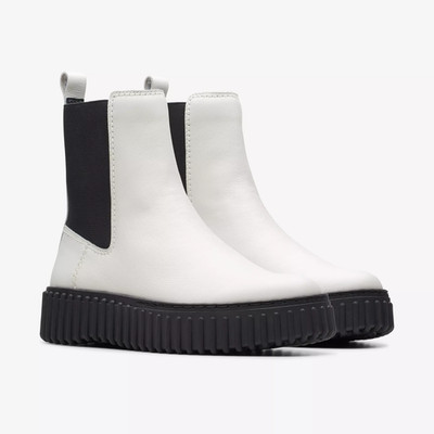 Clarks Damen Torhill Maple Off White Leder Chelsea Boots