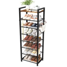 8 Tiers Shoe Rack 16 Pairs Tall Wooden Plank ...