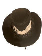 Kango Black Leather Cowboy Hat Shapeable 59 Cm Large