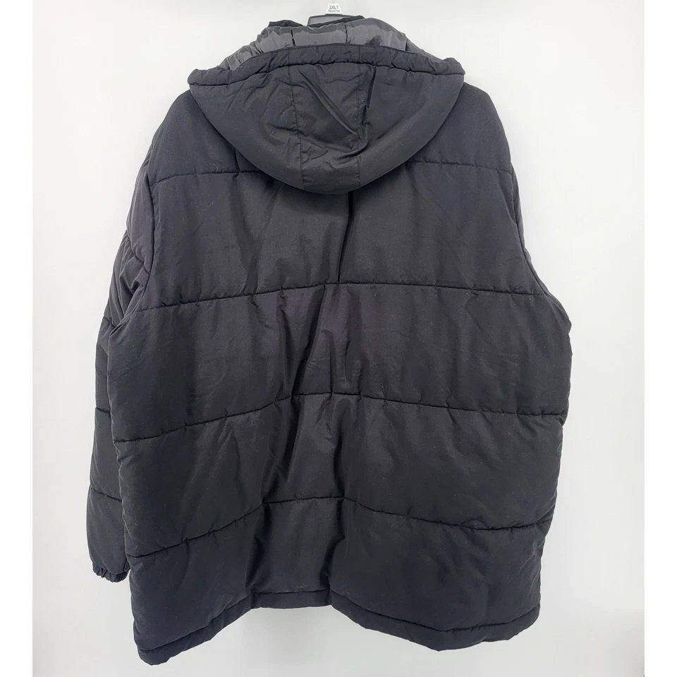 St Johns Bay Big Tall Men's Black Puffer Jacket Removable Hood 3XLT Coat NEW - Image 2 of 4
