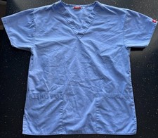 Dickies Women  s Small Light Blue Scrub Top Medical Workwear Short Sleeve