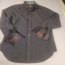 Robert Graham Shirt Mens Large Black Polka Dot Long Sleeve Button Up Casual