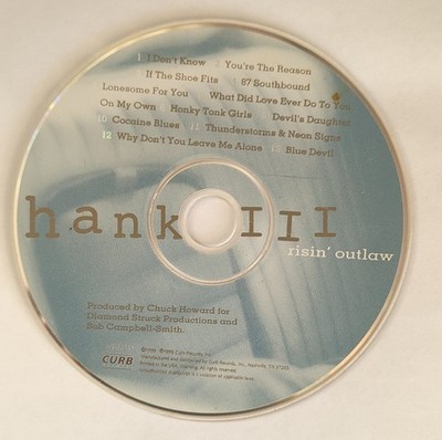Hank III Risin' Outlaw CD Country Curb Records 1999 Honky-Tonk Album
