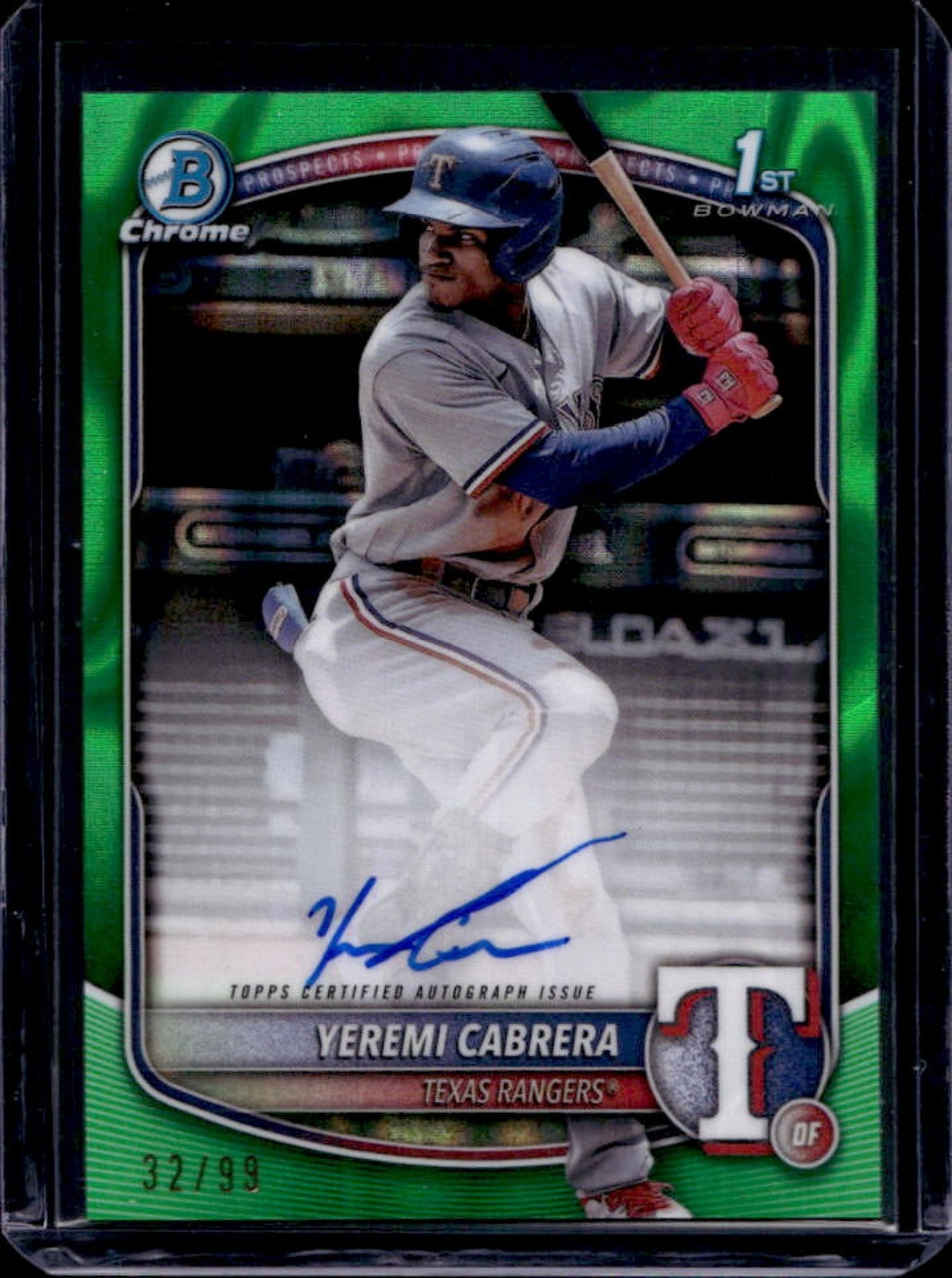 2025 Bowman Yeremi Cabrera Chrome Auto Green Lava Refractor 1st #32/99