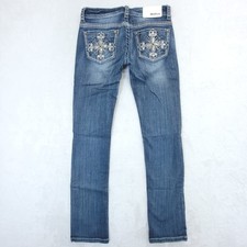 Grace In LA Womens Straight Jeans Embroidered Bling Size 26x30