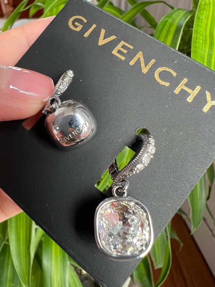 Signed Givenchy Designer Drop Earrings - Silver Plated - Image 2 of 4