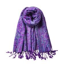 AUSEKALY Pashmina Feel Shawls Wraps for Women Rave Scarf Large, Purple Blue 