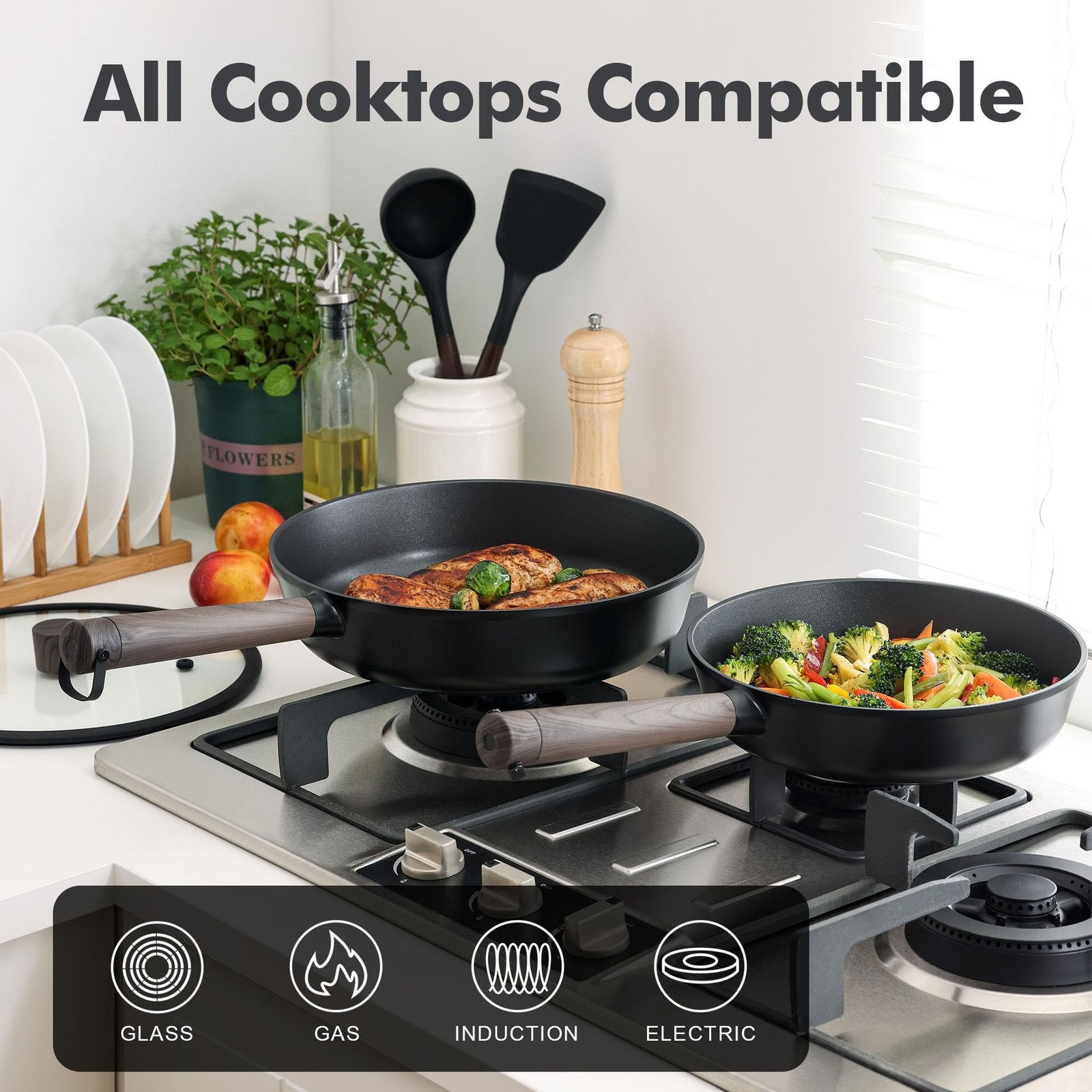 SENSARTE Pots and Pans Set Nonstick Cookware Set Kitchen Cooking Set Non-stic...