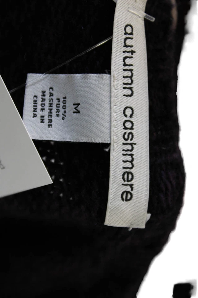 Suéter Otoño Cachemira Mujer Cachemira Cremallera Tejido Cuello Redondo Púrpura Talla M Foto 4 de 4