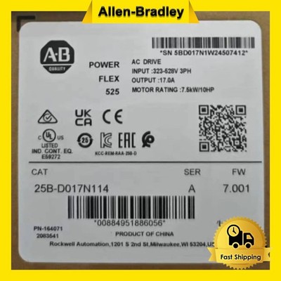 New Factory Sealed AB 25B-D017N114 PowerFlex525 7.5kW/10HP AC Drive