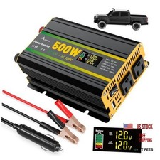 Power Inverter for Vehicles, Car Power Inverter with 2 AC 500 Watt Black