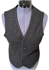 Gilet classico Marc Anthony misto lana grigio nero 5 bottoni a quadri M nuovo senza etichette