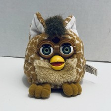 Vtg 1999 Furby Buddies 4" Plush Bean Bag Tiger Electronics Giraffe Spotted Toy
